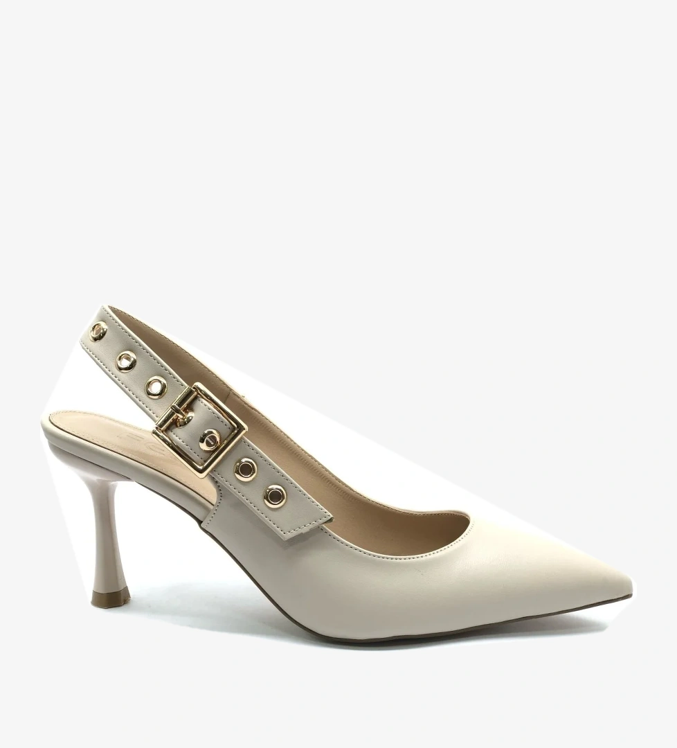 Feles Kemer Toka Detaylı Arkası Açık Stiletto Kadın Topuklu Ayakkabı model görseli