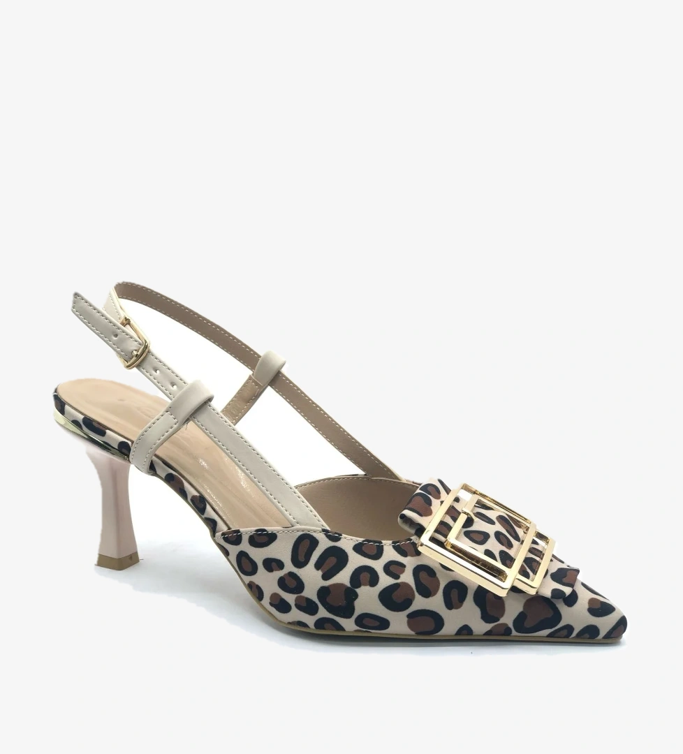 Önü Toka Detaylı Arkası Açık Stiletto Kadın Topuklu Ayakkabı - Görsel 1