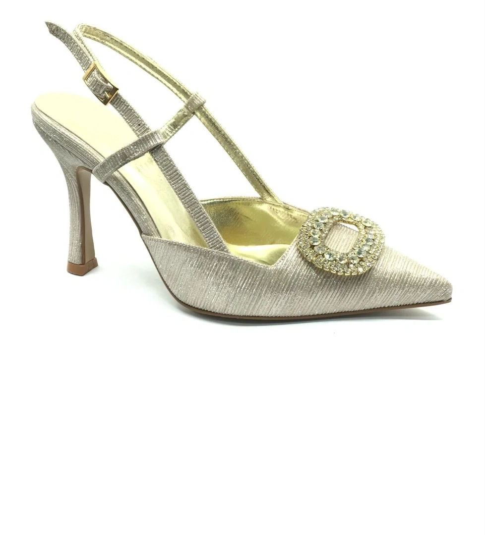 Taş Toka Detaylı Arkası Açık Stiletto Kadın Topuklu Ayakkabı