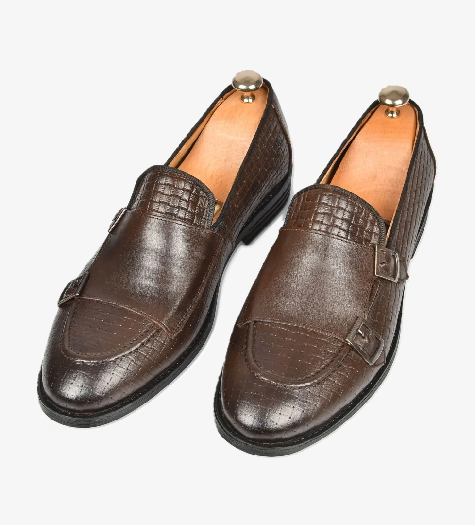 DeepSEA Erkek Kahve Desenli Çift Tokalı Neolit Taban Hakiki Deri Ayakkabı 2501001 - Görsel 1