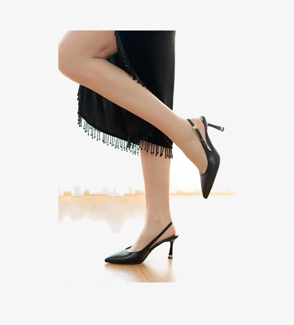 Seribo Toka Detaylı Arkası Açık Stiletto Kadın Topuklu Ayakkabı