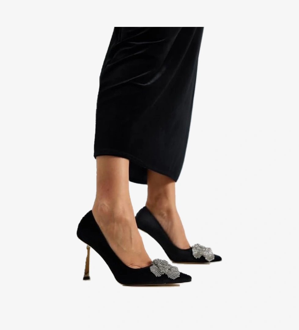 Feles Gül Taş Detaylı Stiletto Kadın Topuklu Ayakkabı model görseli