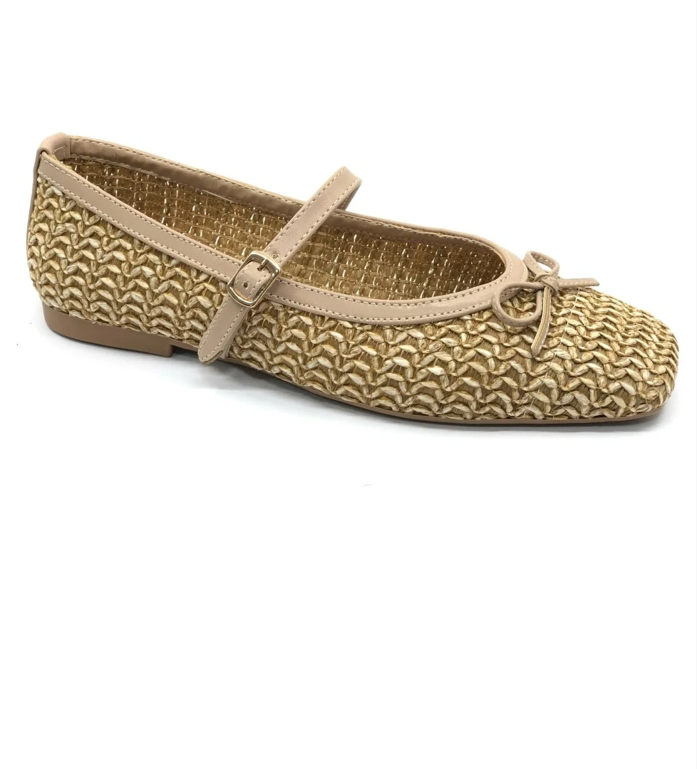 Feles Hasır Fiyonk Detaylı Kadın Babet Ayakkabı model görseli