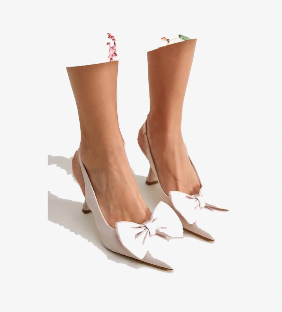 Kurdela Detaylı Arkası Açık Stiletto Kadın Topuklu Ayakkabı