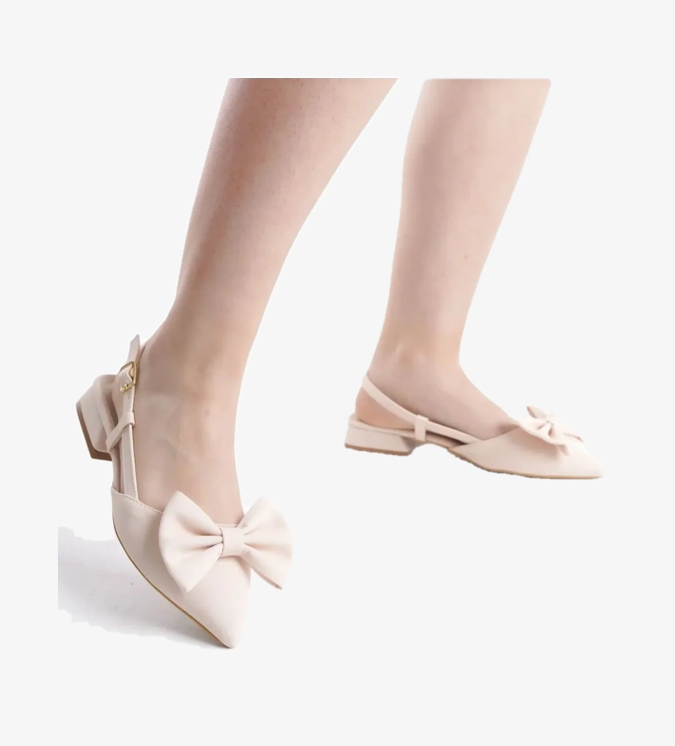 Kurdela Detaylı Arkası Açık Kadın Babet Ayakkabı - Görsel 1