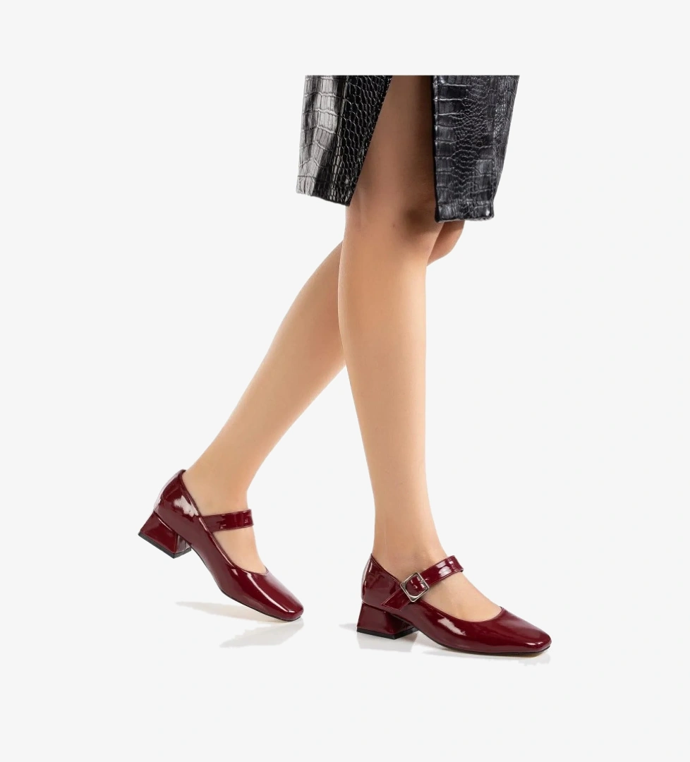 Pars Jane Küt Burunlu Kadın Kısa Topuklu Kadın Babet Ayakkabı