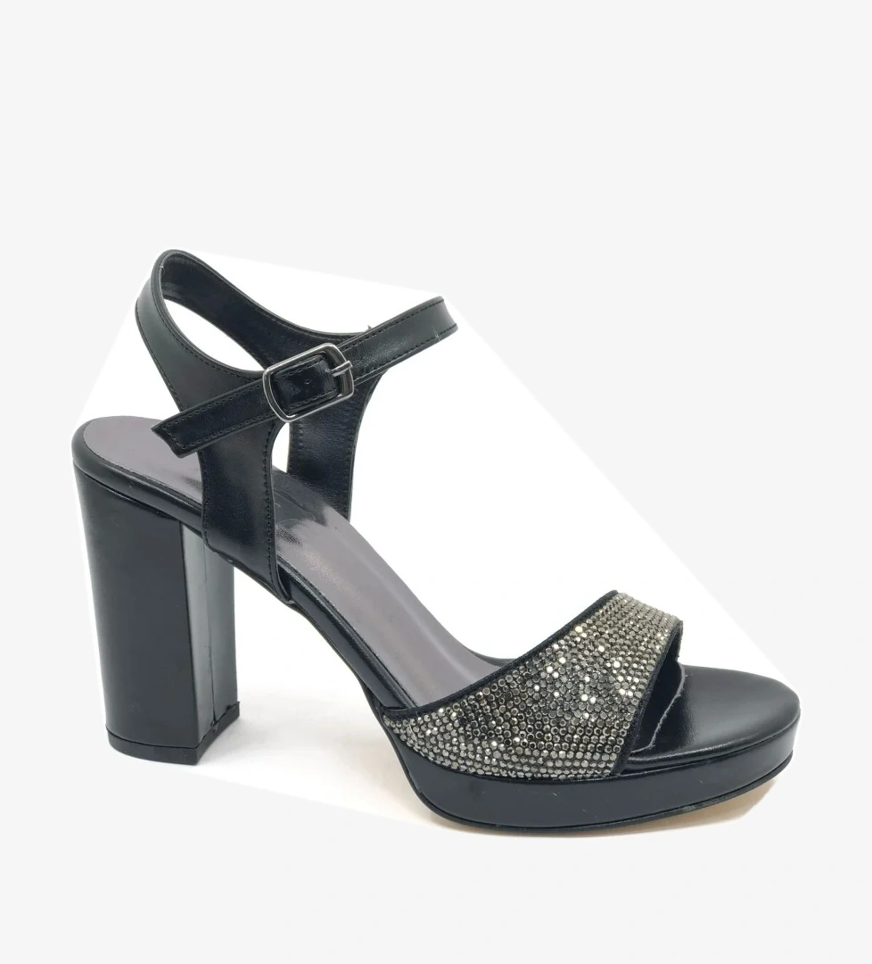 Taşlı Platform Tek Bant Topuklu Kadın Abiye Ayakkabı