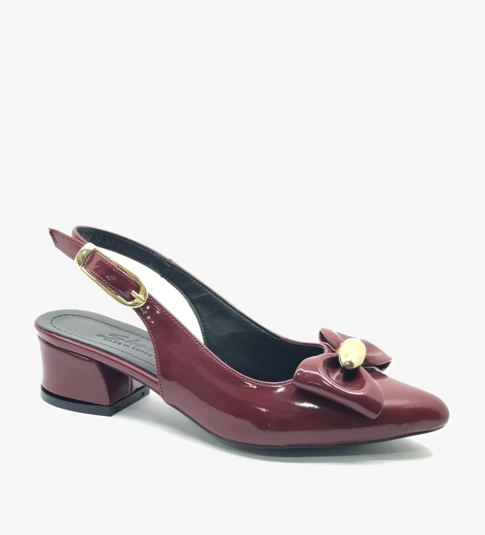 Arkası Açık Fiyonk Detaylı Klasik Kadın Topuklu Ayakkabı