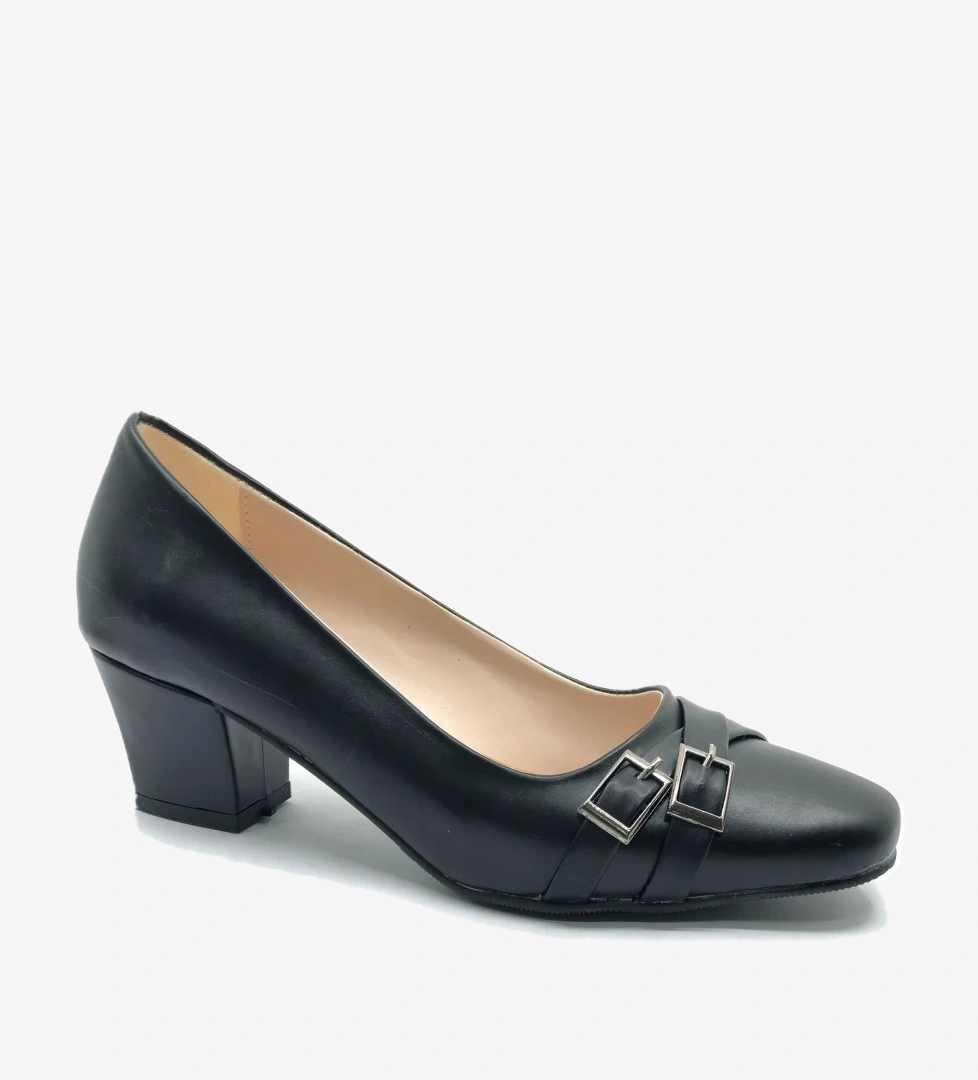 Çift Toka Detaylı Topuklu Kadın Klasik Ayakkabı - Görsel 1