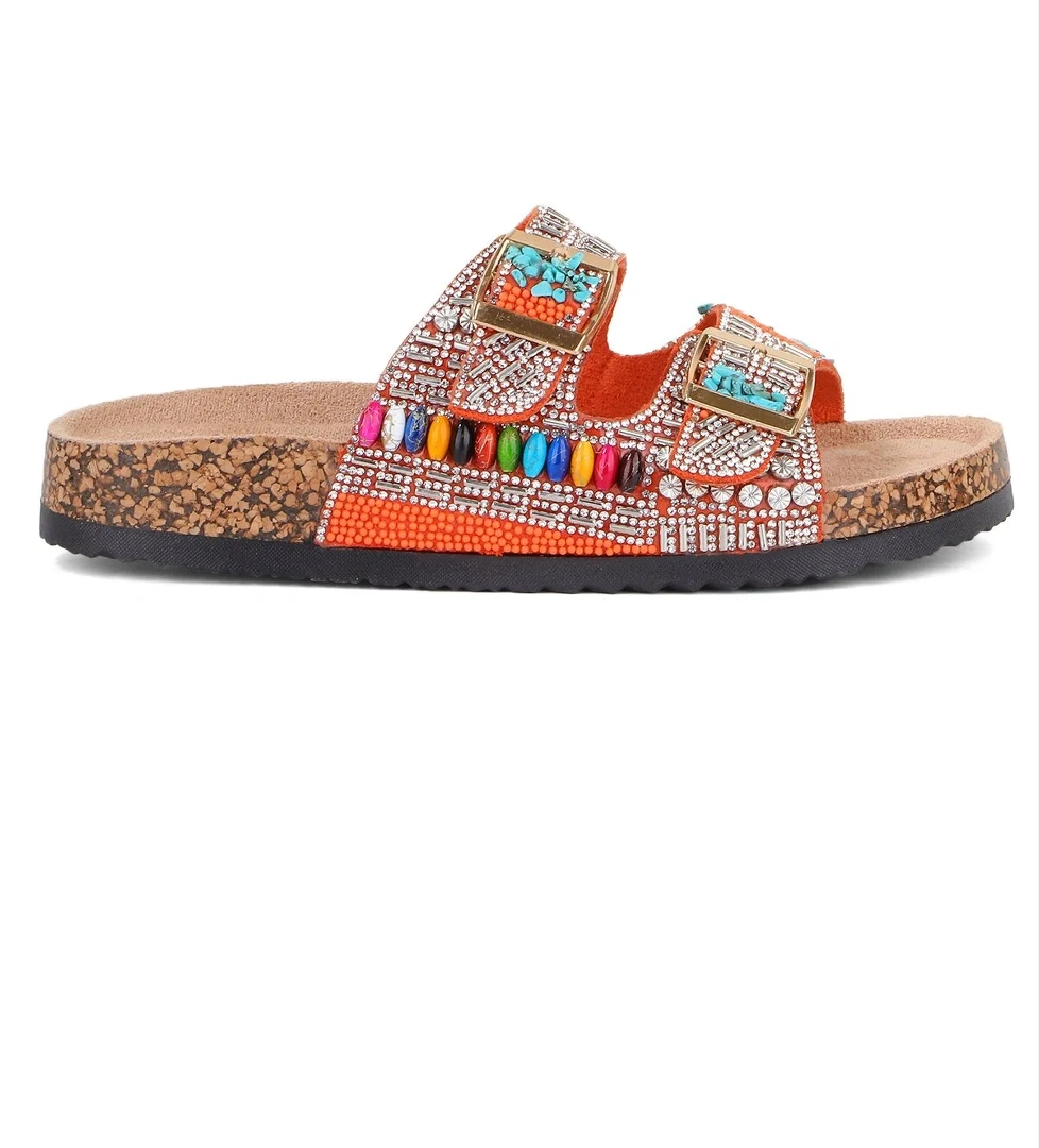 Toledo Anatomik Taban Taşlı Boncuk Detaylı Kadın Terlik