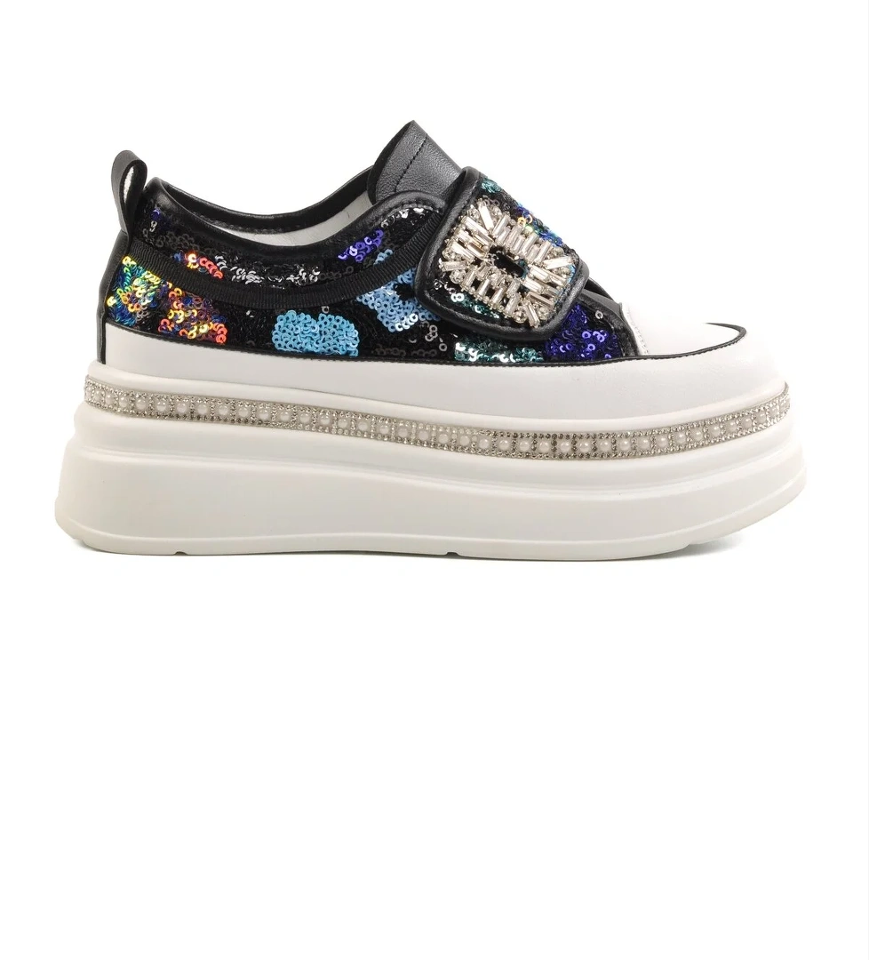 Guja Siyah Yüksek Taban Taş İşlemeli Kadın Sneaker 25Y423-1 Z model görseli