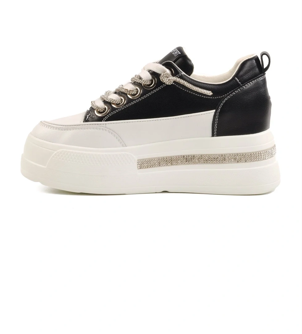 Siyah Yüksek Taban Kadın Sneaker 25Y492 Z DAR KALIP