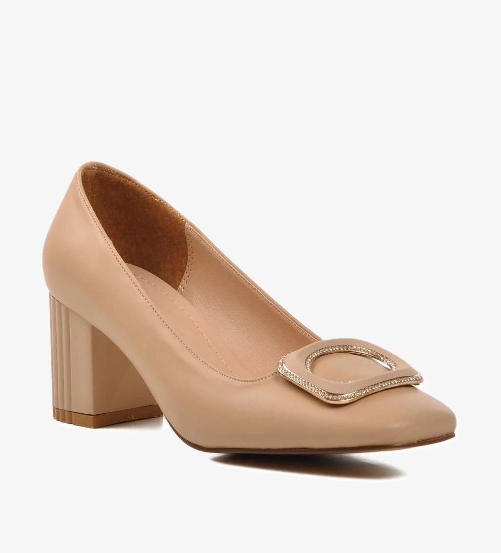 357106 Bej Cilt Kadın Topuklu Ayakkabı