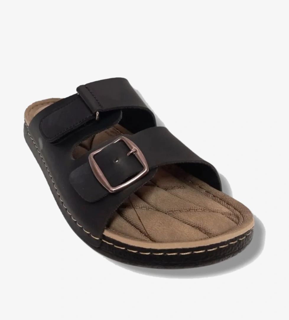 Apella 1055-2-25 Deri Anatomik Cırt Bantlı Soft Erkek Terlik 45-47 model görseli