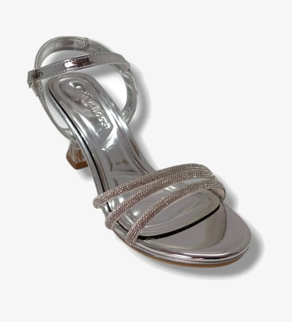 84-25 Deri Taşlı Şeffaf Topuk Anatomik Kadın Sandalet