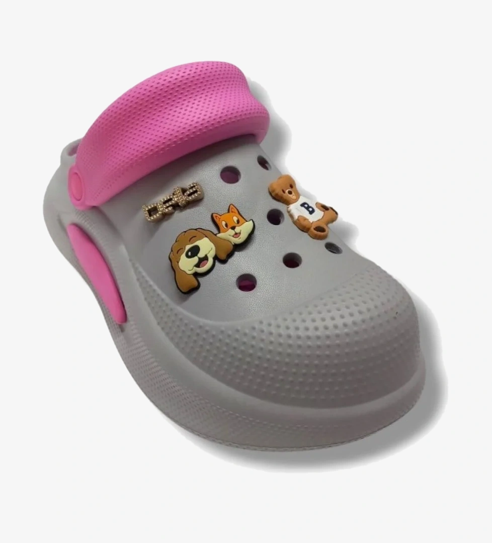 Akınal E468.Z.0003-25 Figürlü Anatomik Sabo Terlik Buz Gri Pembe 36-40 - Görsel 1