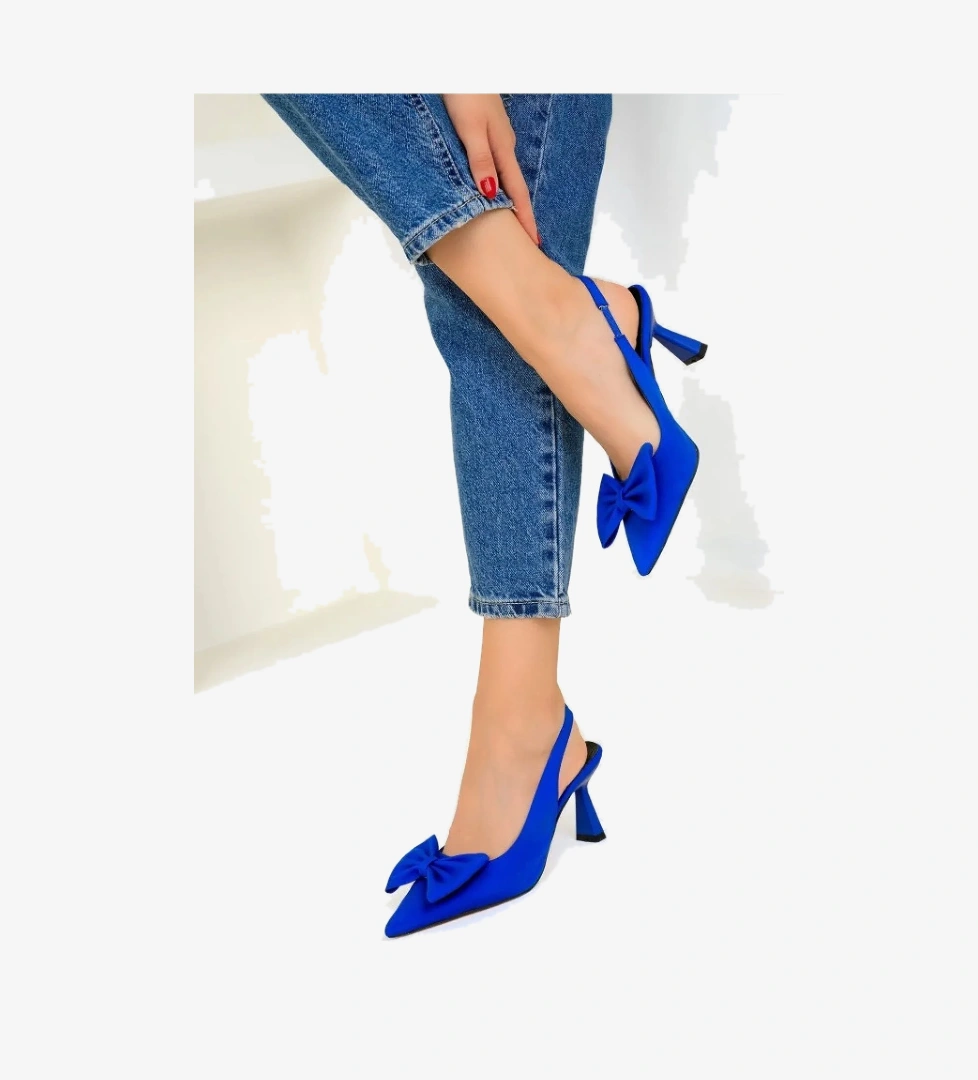 Feles Kurdela Detaylı Arkası Açık Stiletto Kadın Topuklu Ayakkabı model görseli