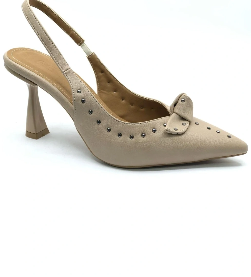 Zımba Kurdela Detaylı Arkası Açık Stiletto Kadın Topuklu Ayakkabı