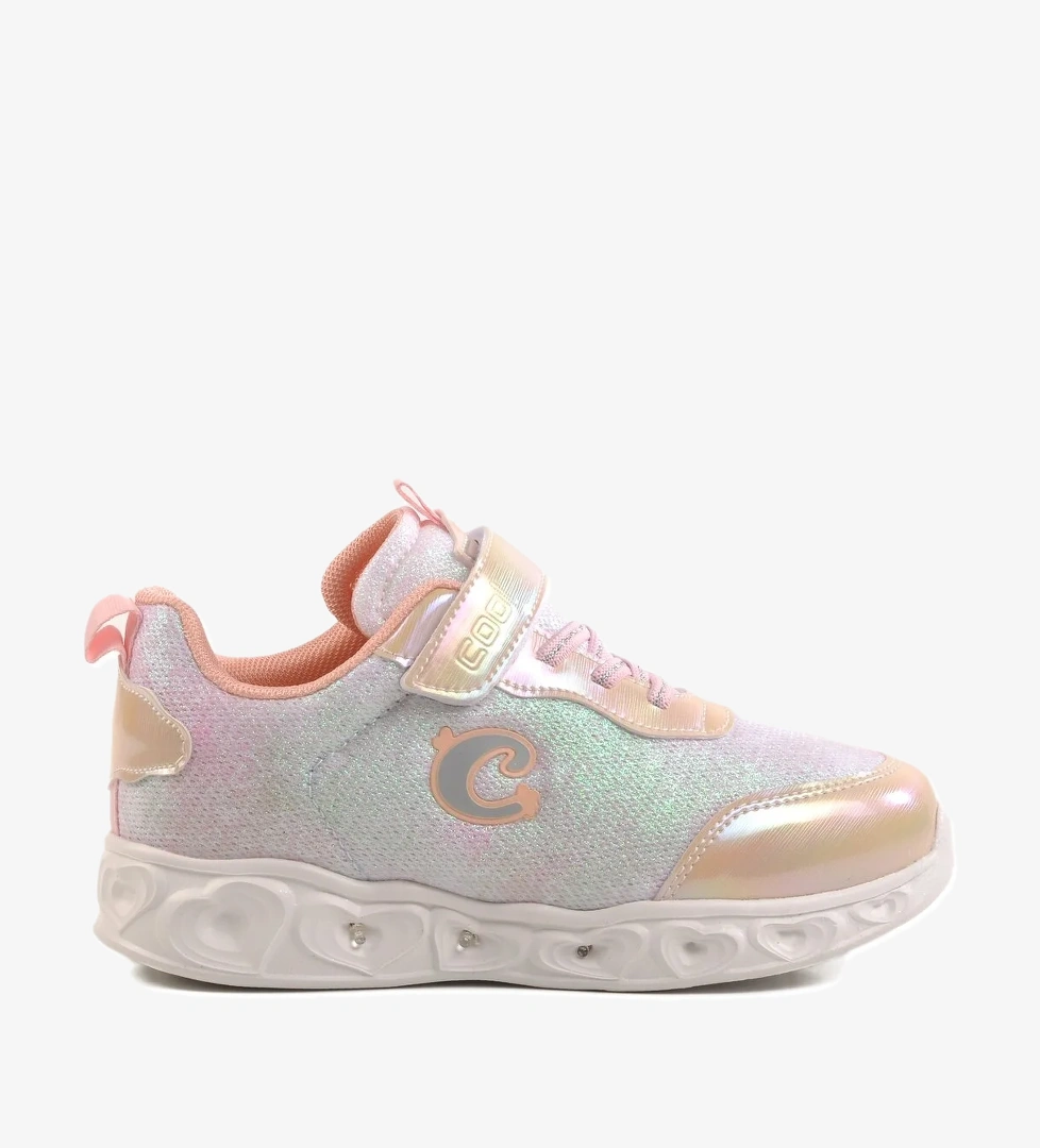 Bej Cırtlı Işıklı Kız Çocuk Spor Ayakkabı Yuki F