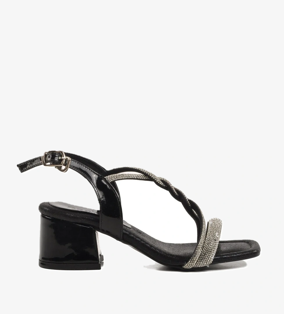 Siyah Kız Çocuk Taşlı Sandalet 07 F