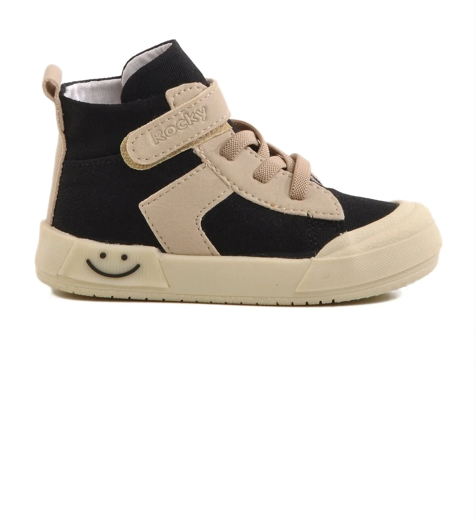 Siyah Keten Bilek Boy Cırtlı Unisex Çocuk Sneaker 7465 B