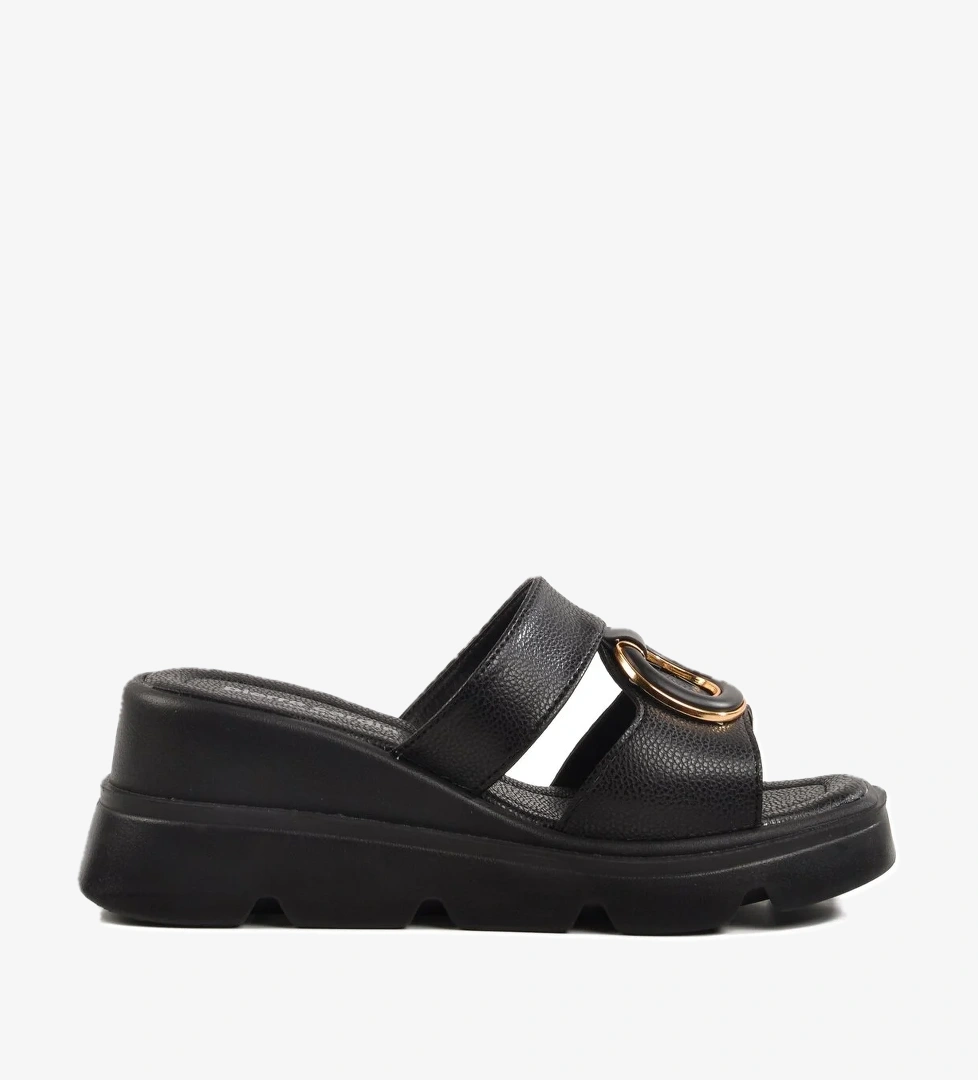 Siyah Yüksek Taban Kadın Terlik PC-7534 Z - Görsel 1