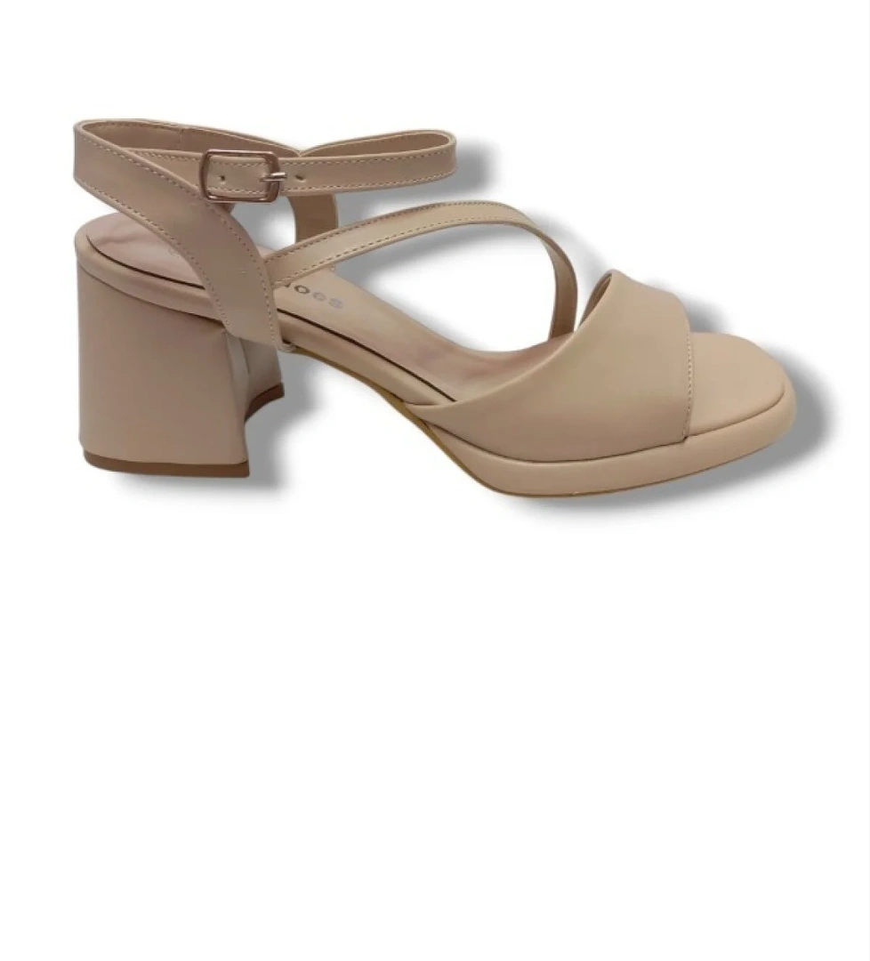 402-25 Deri Anatomik Kalın Topuklu Kadın Sandalet - Görsel 1