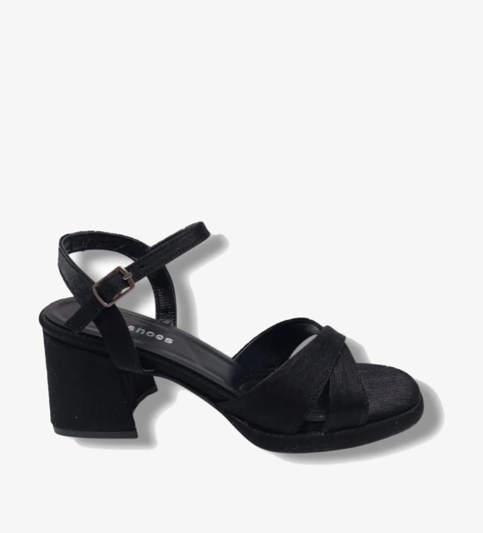 Erbay 405-25 Saten Çapraz Bant Kalın Topuk Anatomik Kadın Sandalet model görseli