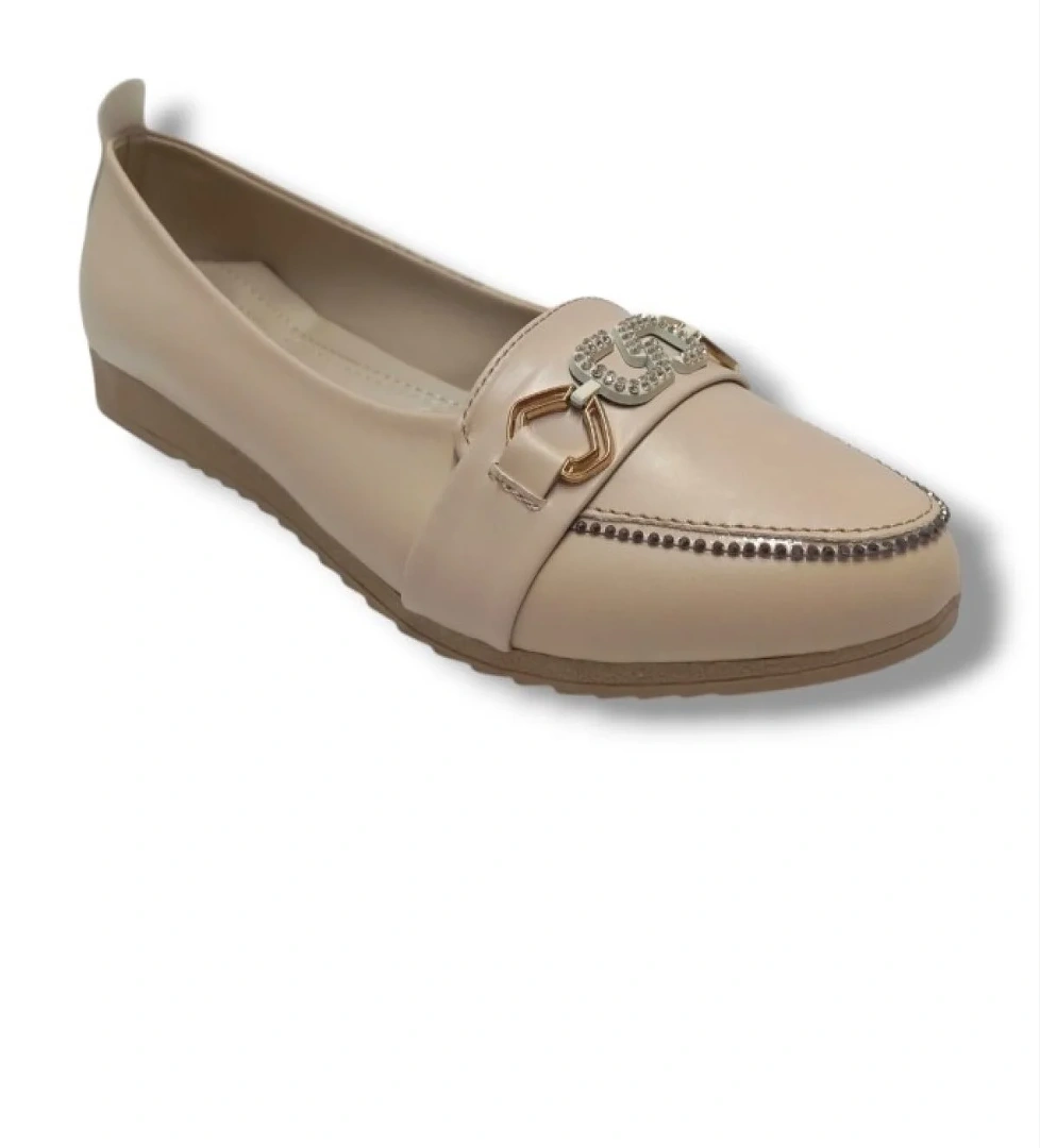 3080-25 Deri S Taş Tokalı Anatomik Kadın Babet