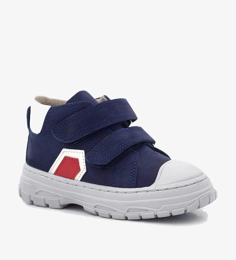 Tails Hakiki Deri Lacivert Kırmızı Cırtlı Çocuk Spor Bot - Görsel 1