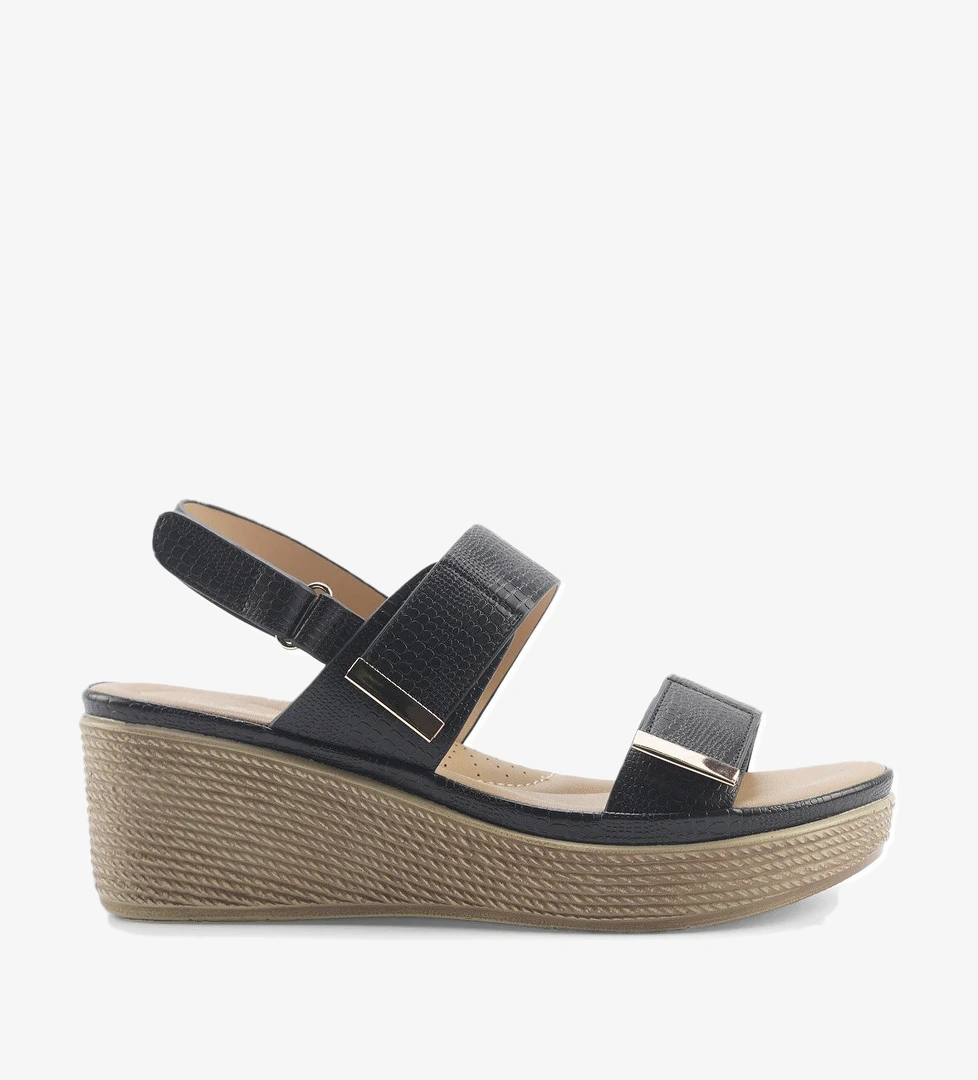 325096.Z 5FX Siyah Kadın Dolgu Topuk Sandalet - Görsel 1