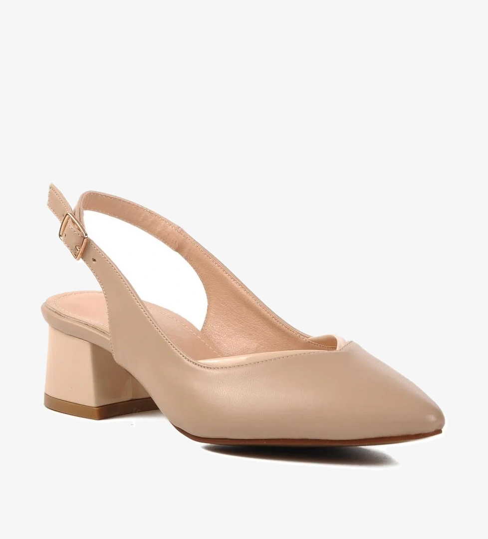 357115 Z Bej Kadın Topuklu Ayakkabı - Görsel 1