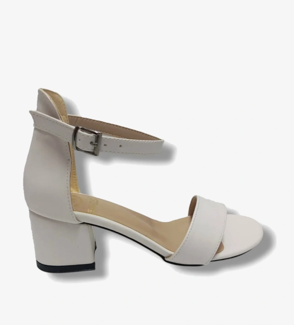 985-25 Deri Anatomik Tek Bant Kalın Topuk Kadın Sandalet