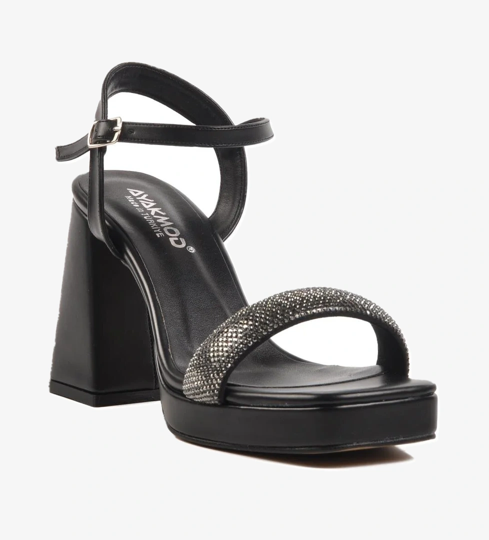 336535 Z Siyah Kadın Platform Topuk Sandalet - Görsel 1