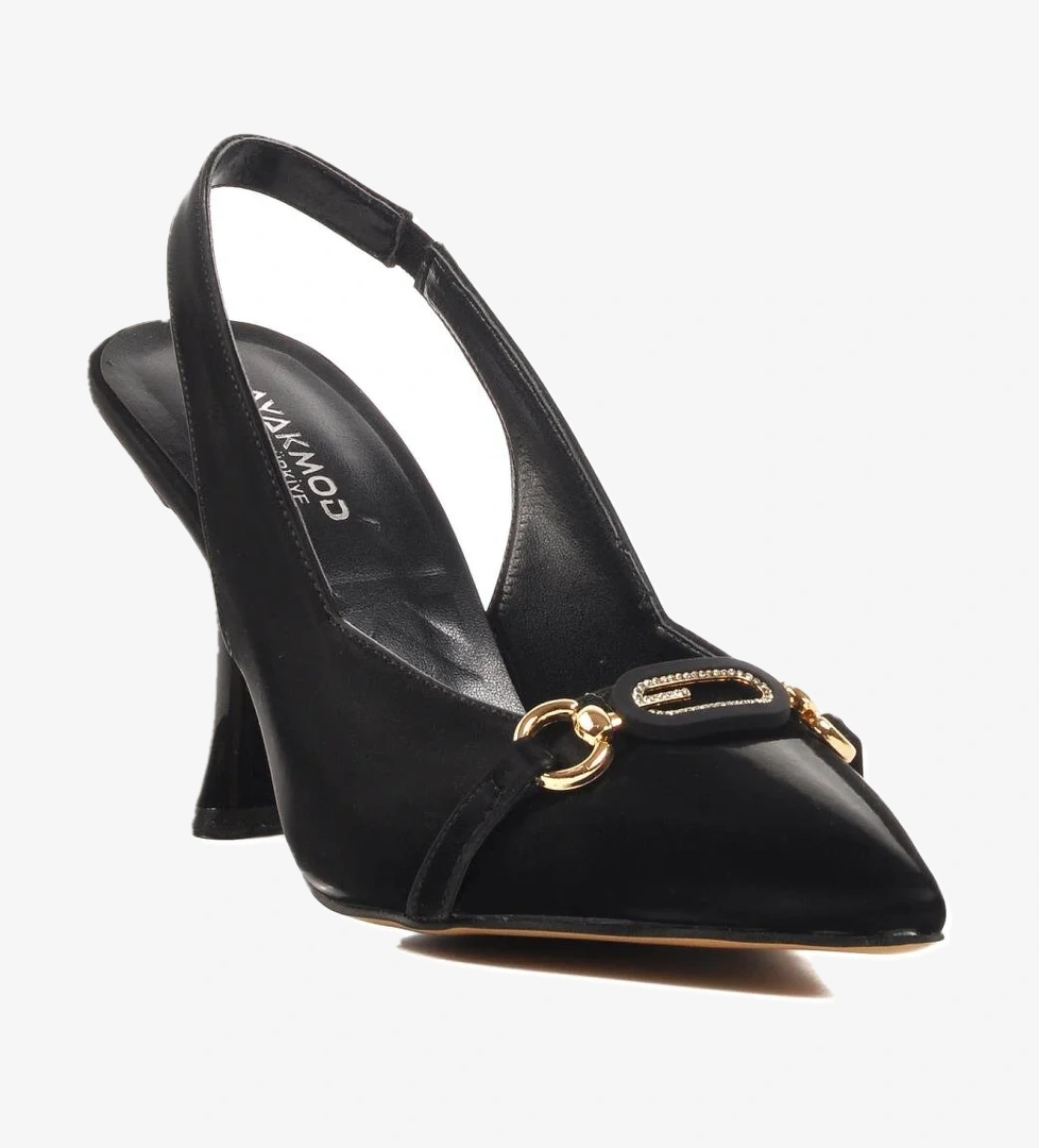 671124 Z Siyah Kadın Topuklu Nişan Düğün Ayakkabısı - Görsel 1