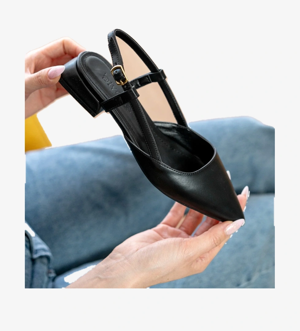 Felina Siyah ( 3 cm Topuklu ) Sivri Burun Topuklu Ayakkabı