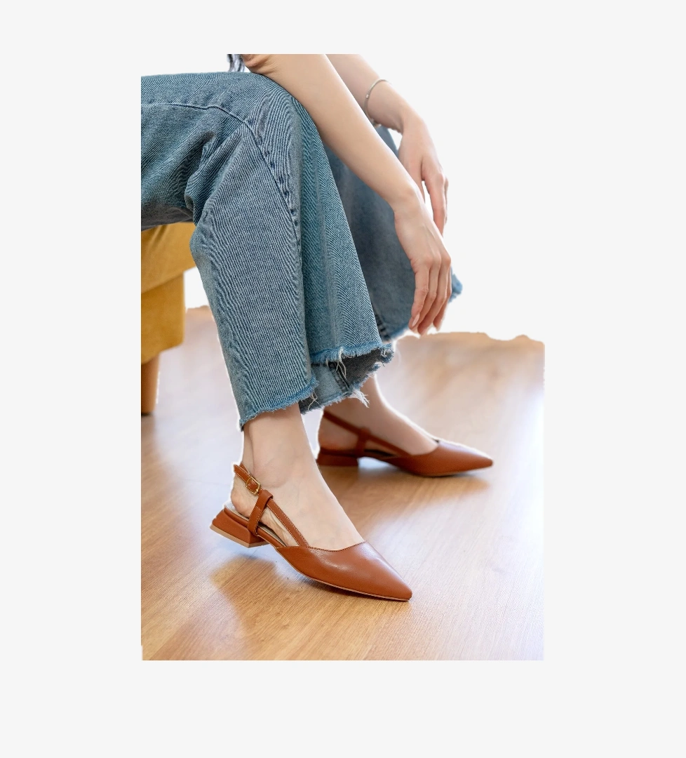 Felina Taba ( 3 cm Topuklu ) Sivri Burun Topuklu Ayakkabı