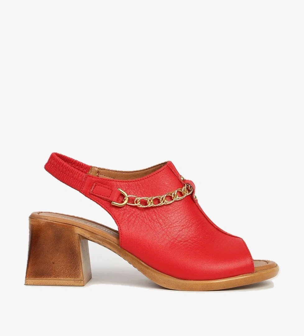 Pierre Cardin Kırmızı Siyah Deri Kadın Topuklu Ayakkabı Pc-54632 model görseli