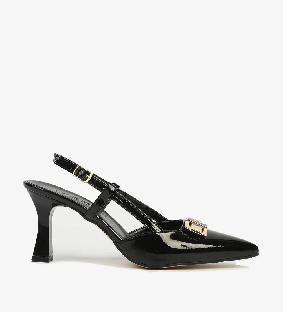 Pierre Cardin Krem Siyah Cilt Rugan Kadın Topuklu Ayakkabı Pc-54663 model görseli