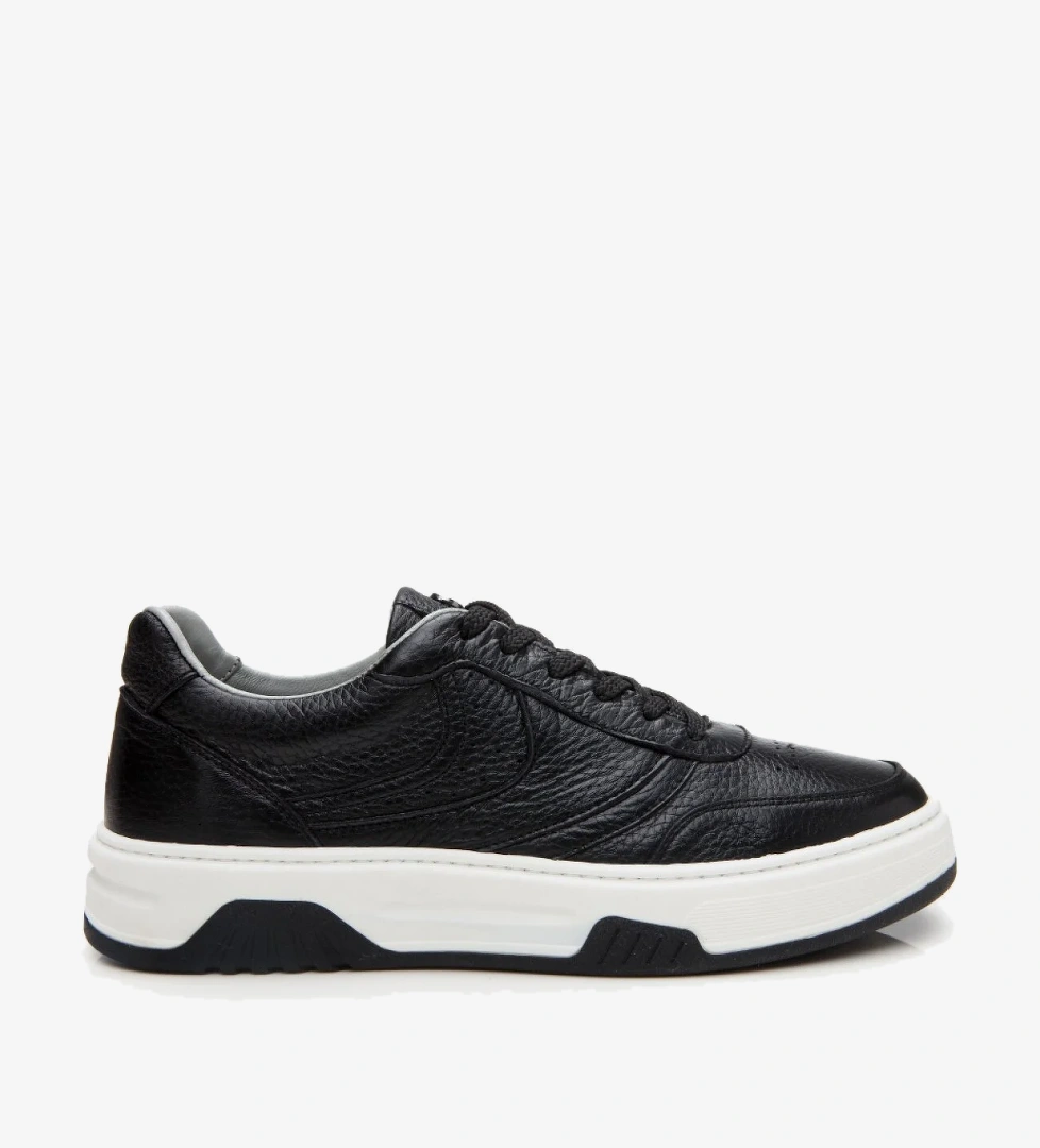 Erkek Deri Siyah Yüksek Tabanlı Spor Ayakkabı - Görsel 1