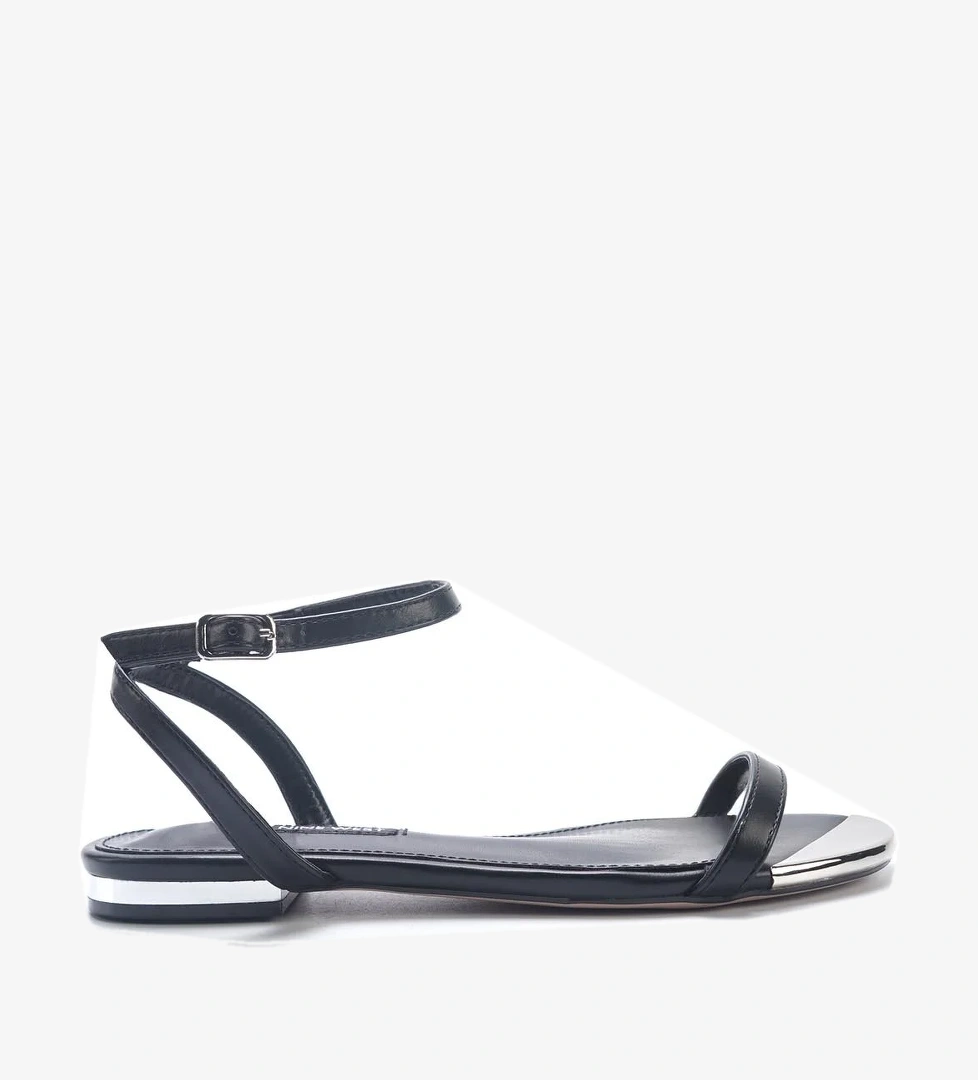 MAOLAINE 5FX Siyah Kadın Düz Sandalet - Görsel 1