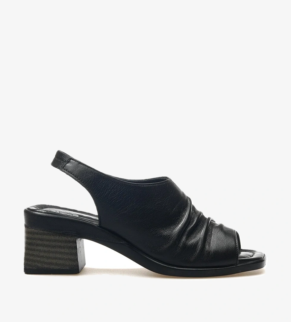 Kadın Hakiki Deri Topuklu Günlük Sandalet 25y 2311513y Z Siyah - Görsel 1