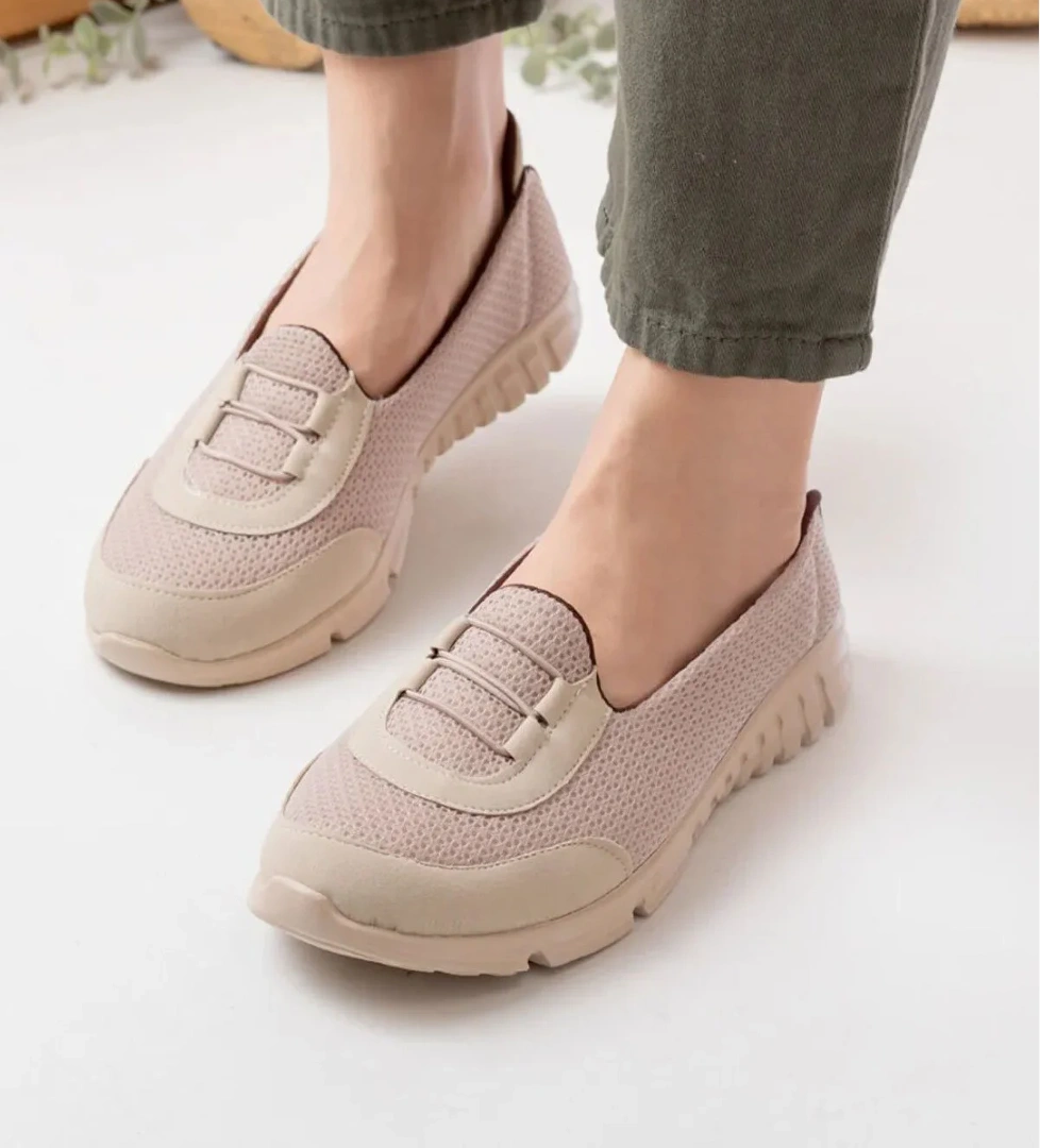 Kadın Günlük Babet Bağcık Detaylı Fileli Anne Ayakkabısı 1021-111-0006