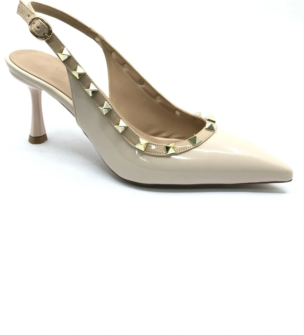 Feles Zımba Şerit Detaylı Arkası Açık Stiletto Kadın Topuklu Ayakkabı model görseli