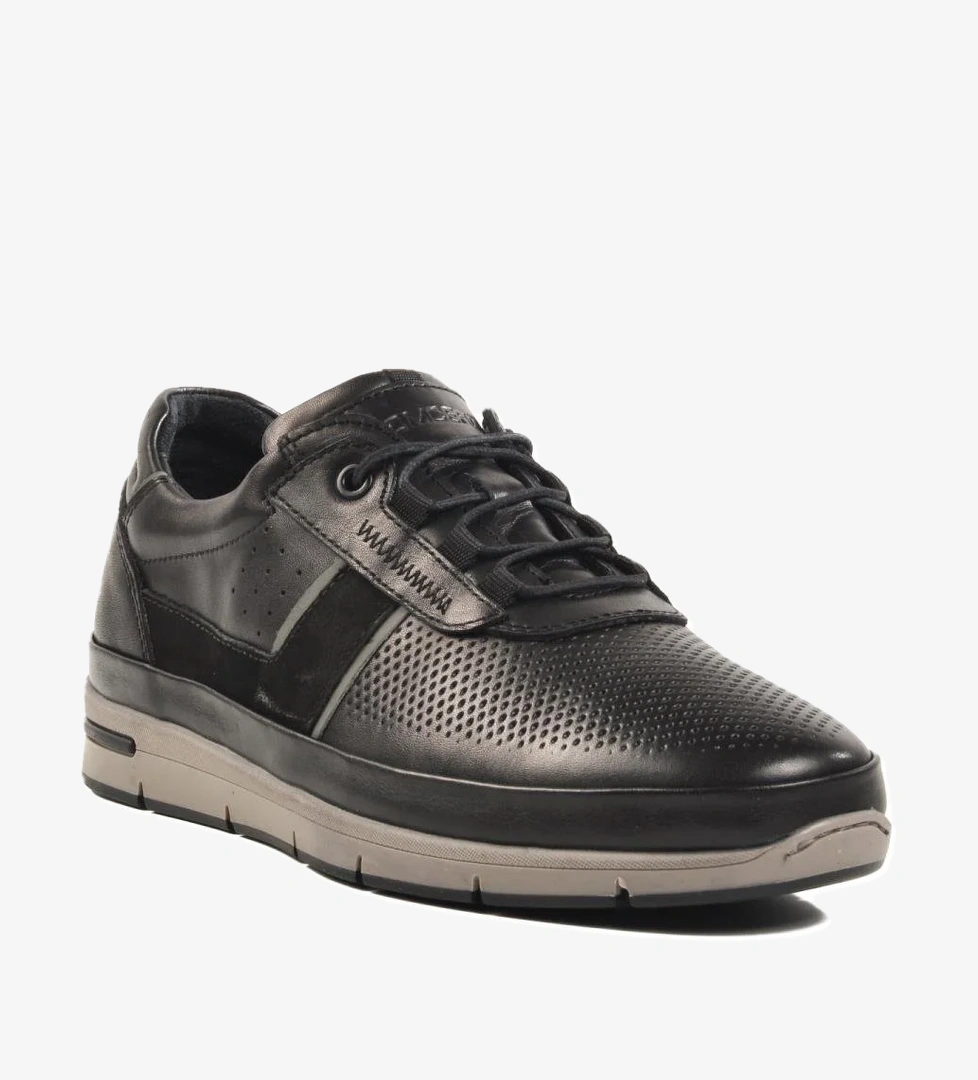 5Y2153-C02 M Siyah Hakiki Deri Erkek Günlük Ayakkabı - Görsel 1