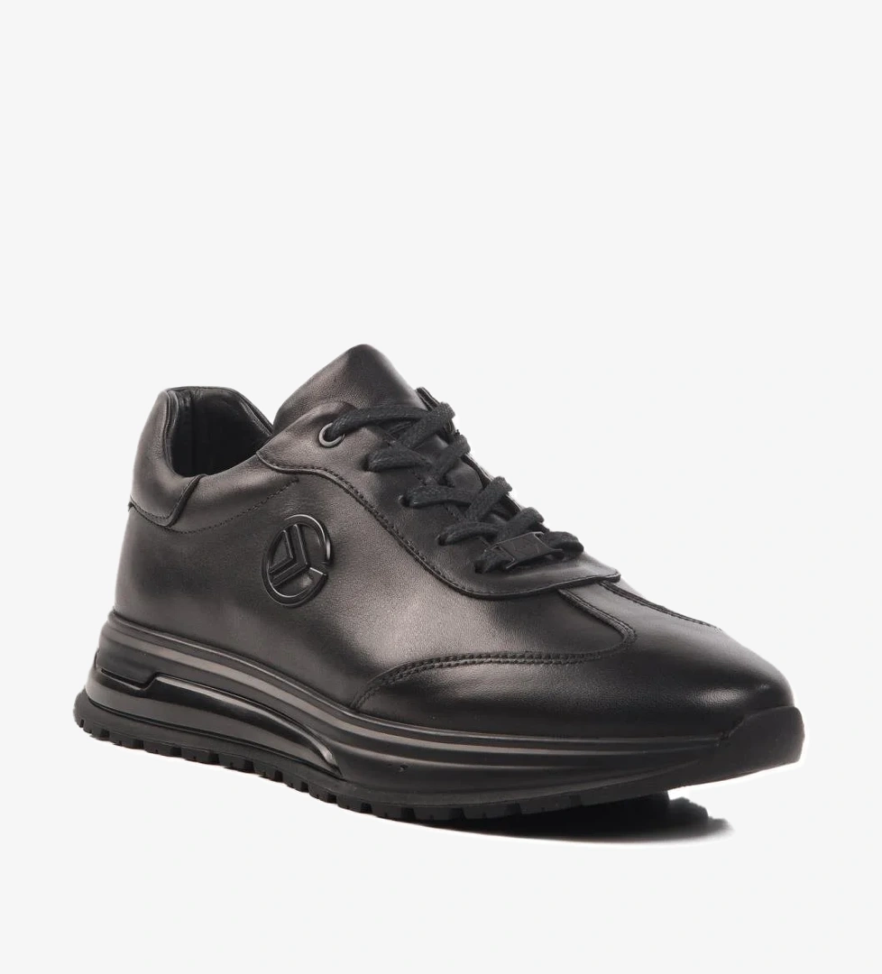 4K2463-7102 M Siyah Hakiki Deri Erkek Günlük Ayakkabı - Görsel 1