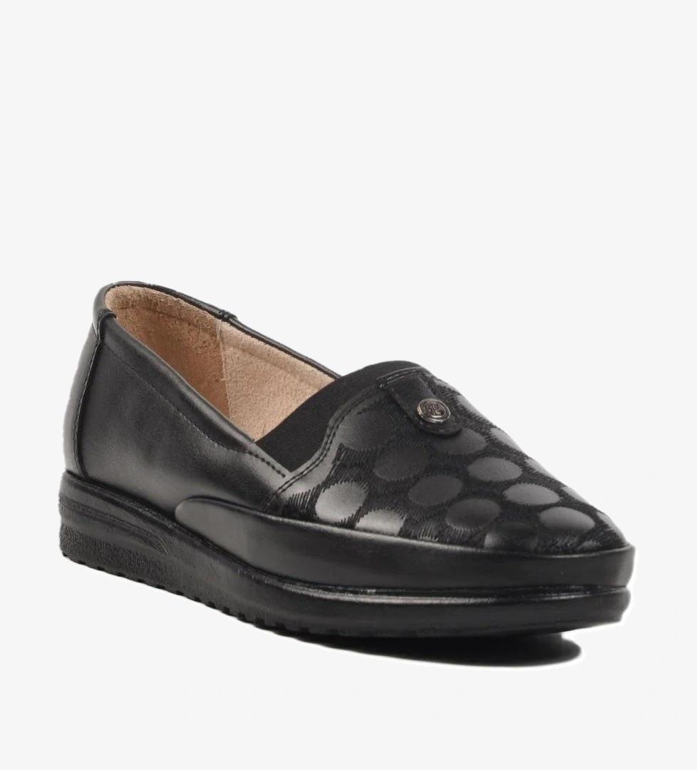 180 Z Siyah Hakiki Deri Kadın Günlük Ayakkabı - Görsel 1