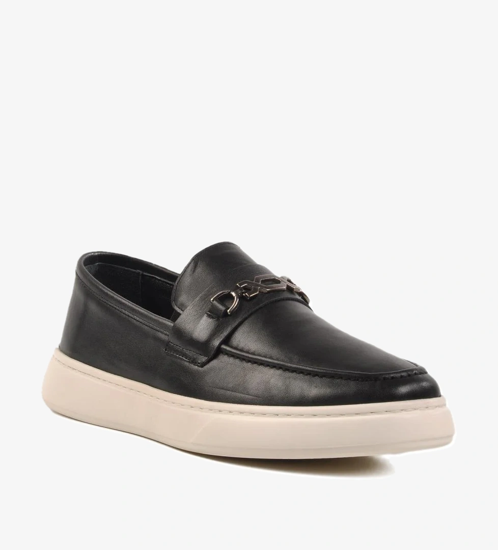 692259 M Siyah Hakik Deri Erkek Günlük Ayakkabı Loafer - Görsel 1