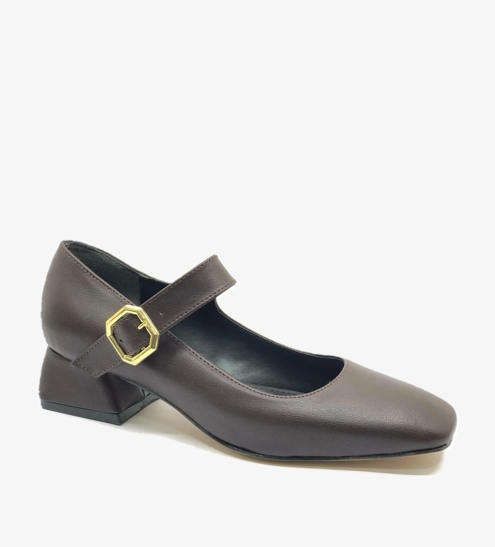 Feles Pars Jane Küt Burunlu Kadın Kısa Topuklu Babet Ayakkabı model görseli