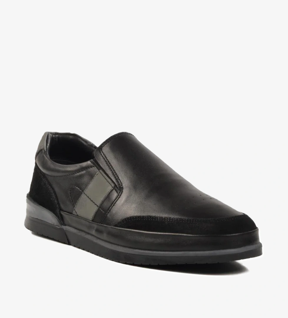 5Y2064-R176 M Siyah Hakiki Deri Erkek Günlük Ayakkabı - Görsel 1